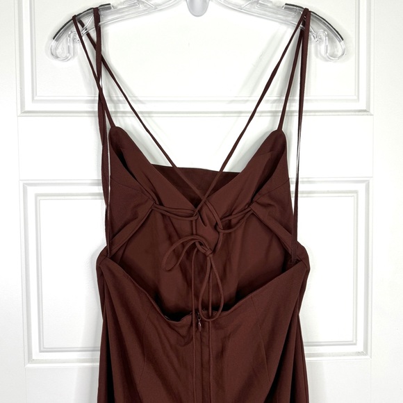 BHLDN Anthropologie Gavin Midi Slip Dress NEW Size 8 Rich Brown - Picture 8 of 13
